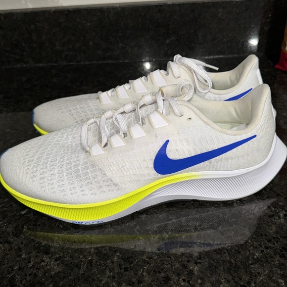 nike men’s air zoom pegasus 37 white/blue Sz 8 - Picture 6 of 8